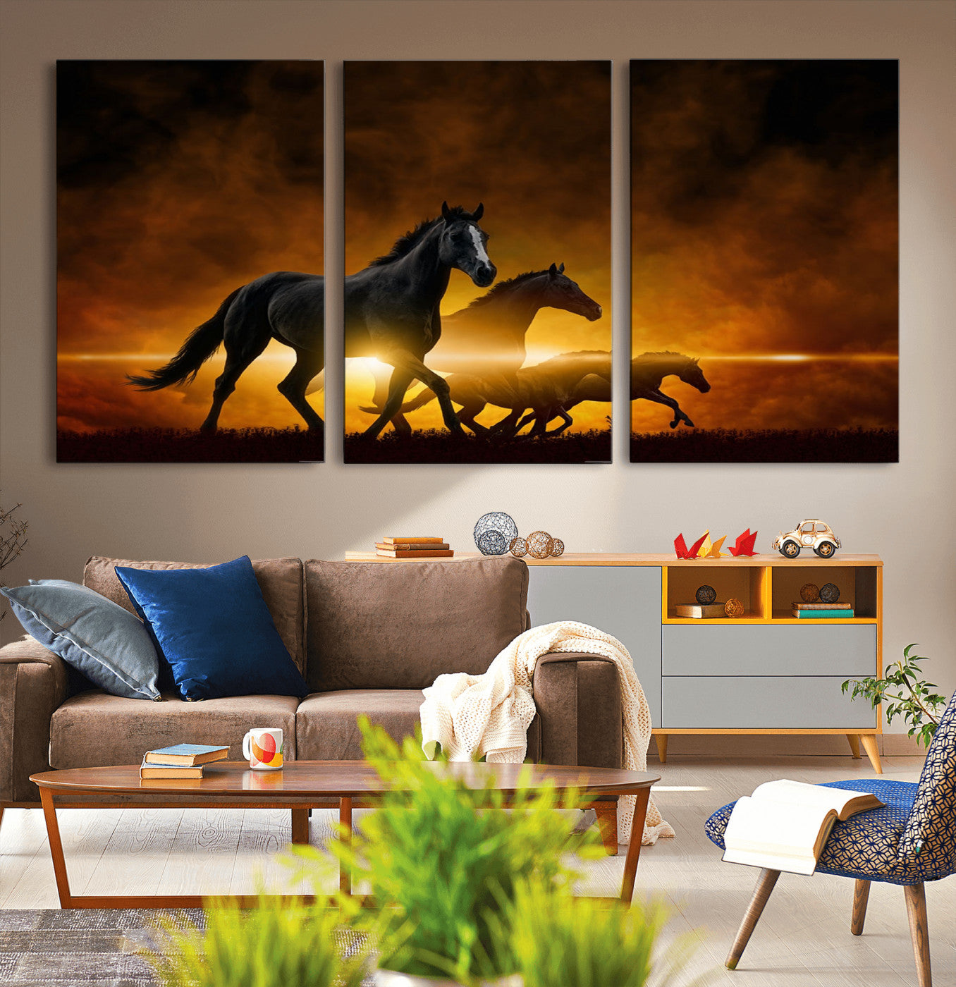 56665-MGV-CV-36X24-Horse Wall Art Canvas Print, Multi Panel Animal Canvas Print