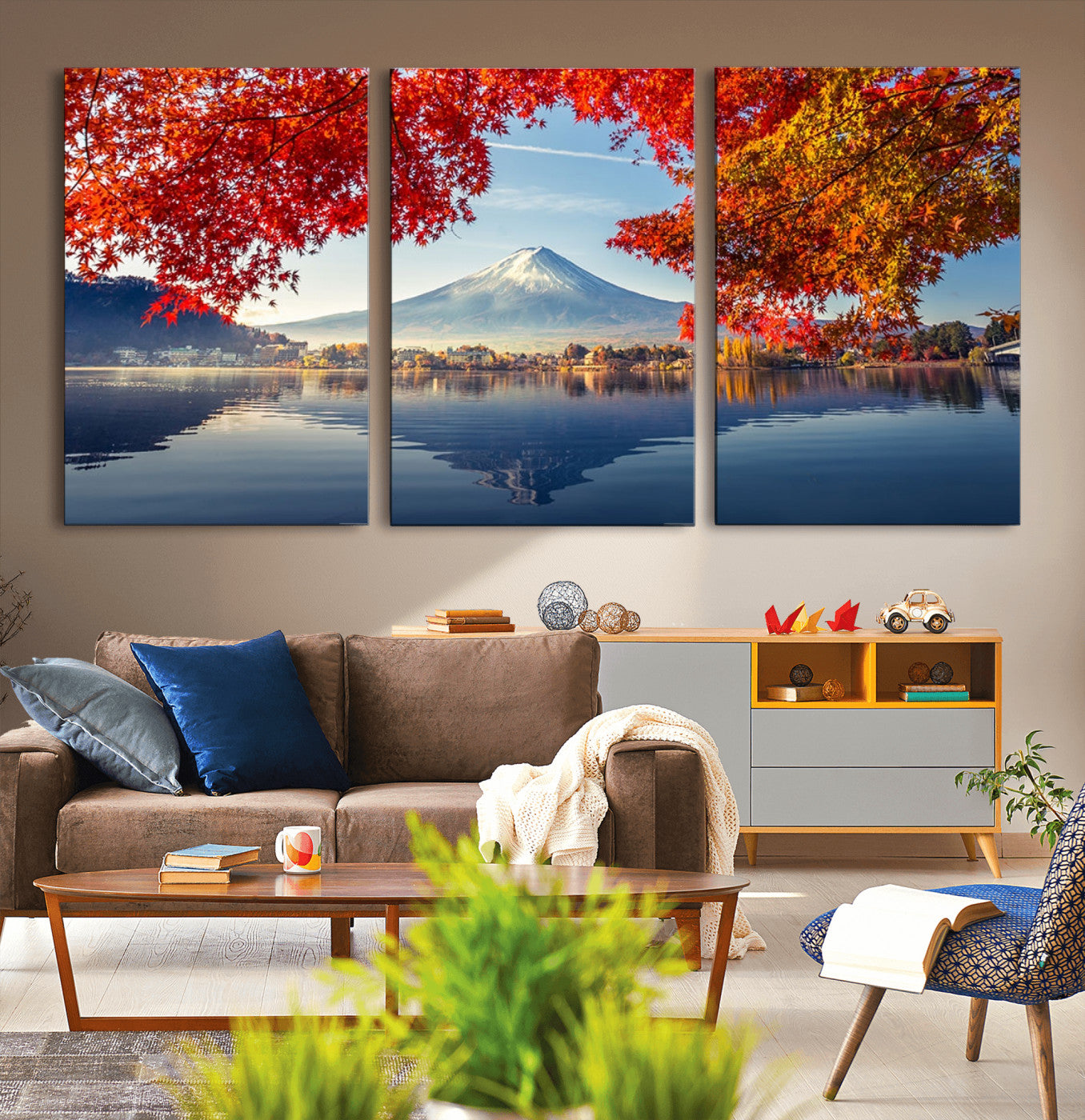 26428-MGV-CV-36X24-Mount Fuji Canvas Wall Art Japan Autumn Mountain Canvas Print Wall Art