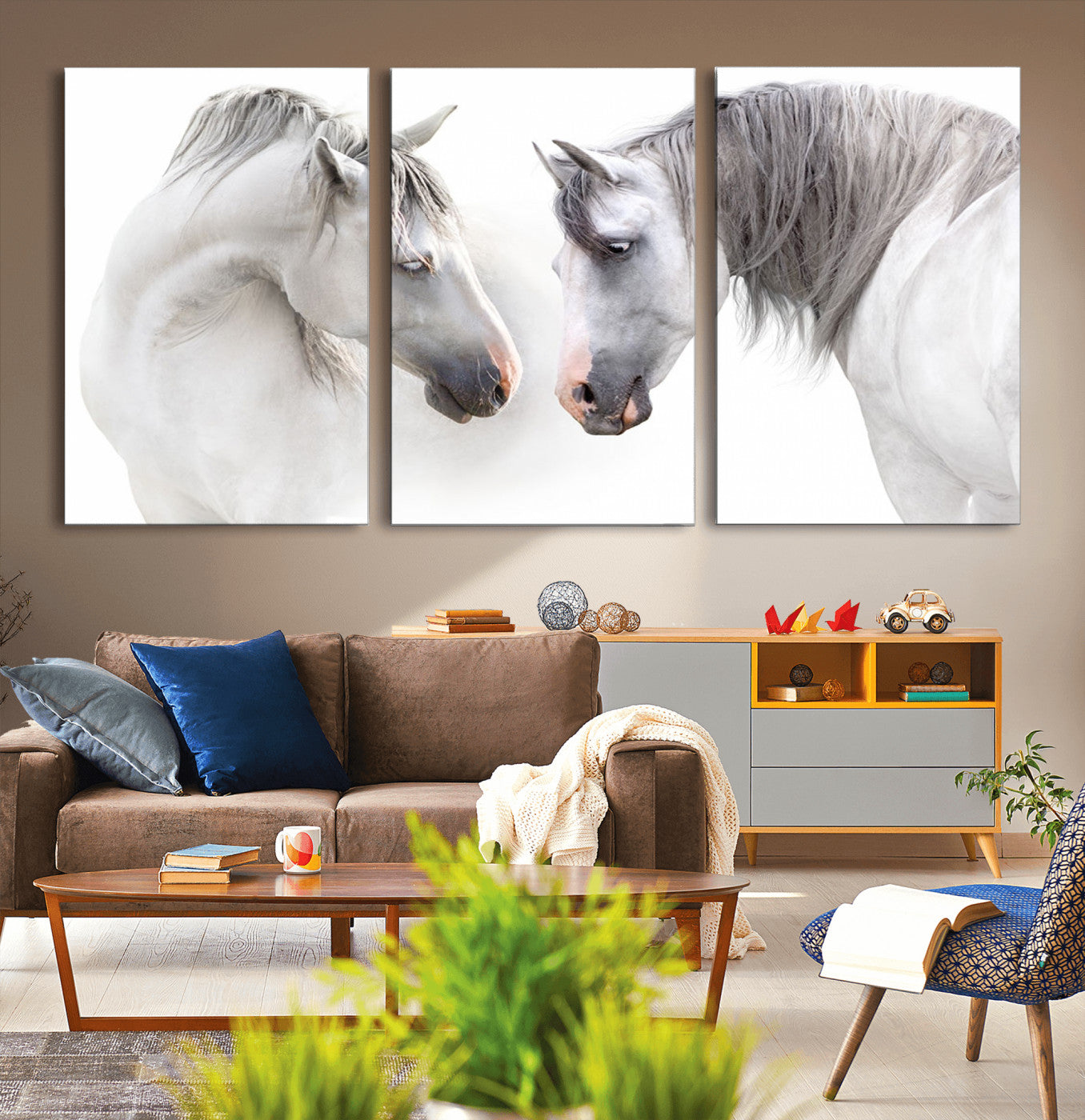 81129-MGV-CV-36X24-White Horse Wall Art Animal Canvas Print