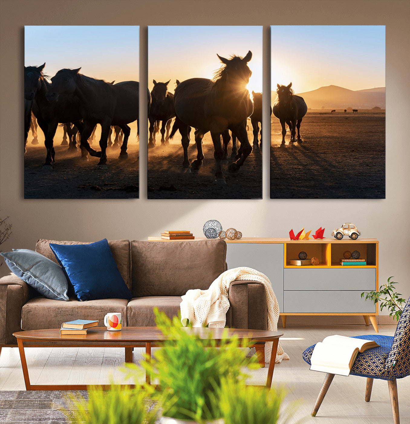 58965-MGV-CV-36X24-Horse Herd Wall Art Animal Canvas Print