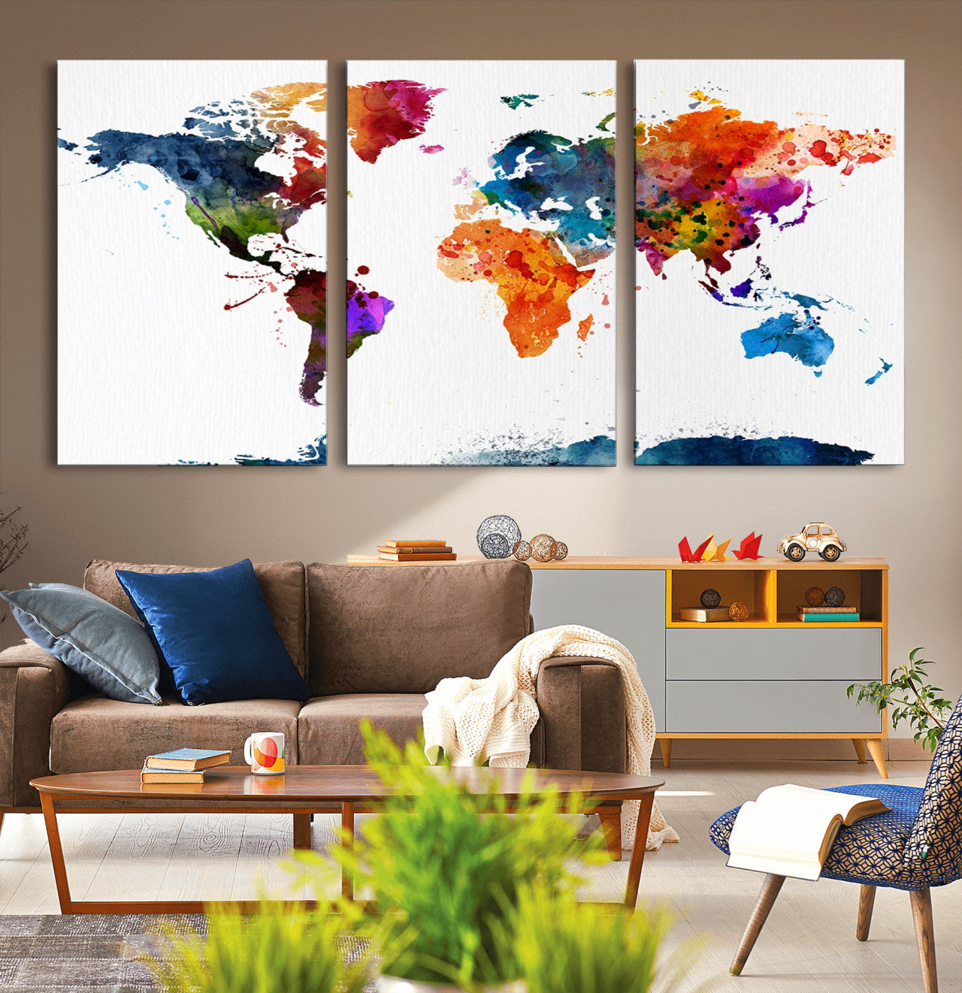 37825-MGV-CV-36X24-Push Pin World Map Canvas Print – Travel Tracker Wall Art for Couples, Perfect Anniversary Gift for Home or Office Decor