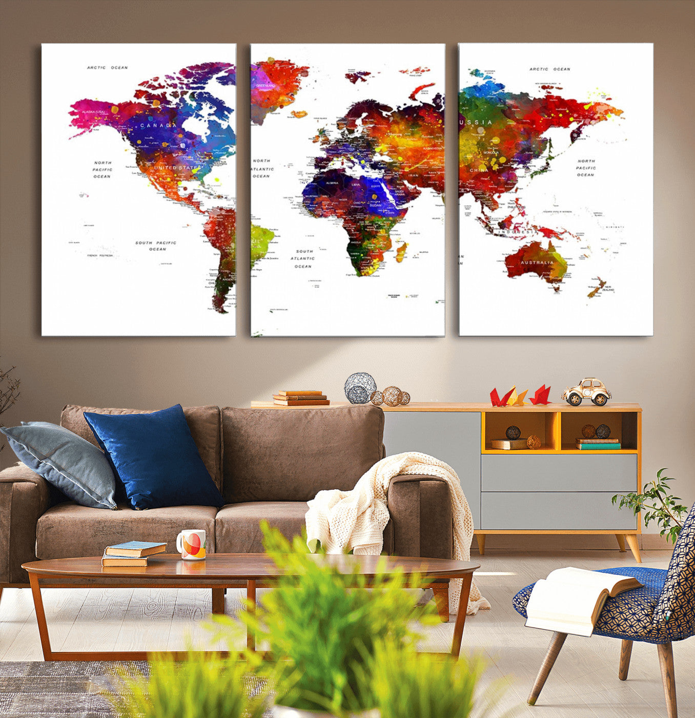 34842-MGV-CV-36X24-Push Pin World Map Canvas Print – Travel Tracker Wall Art for Couples, Perfect Anniversary Gift for Home or Office Decor