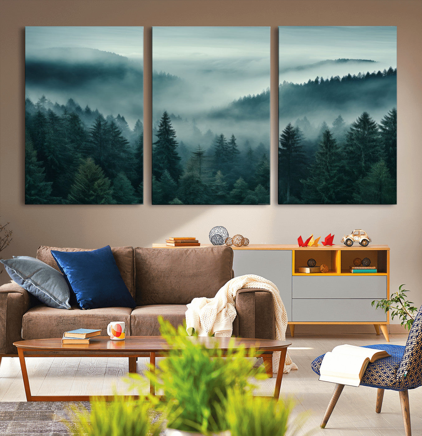 72040-MGV-CV-36X24-Captivating Misty Foggy Forest Wall Art Premium Canvas Print