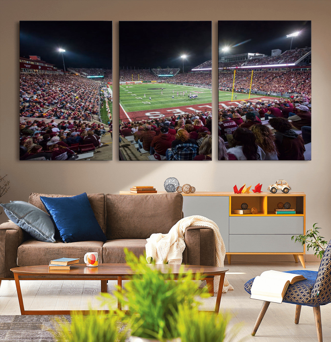 56191-MGV-CV-36X24-American Football Wall Art Canvas Print Framed Stadium Sport Wall Art Print Iconic Game Day Decor for Home, Office