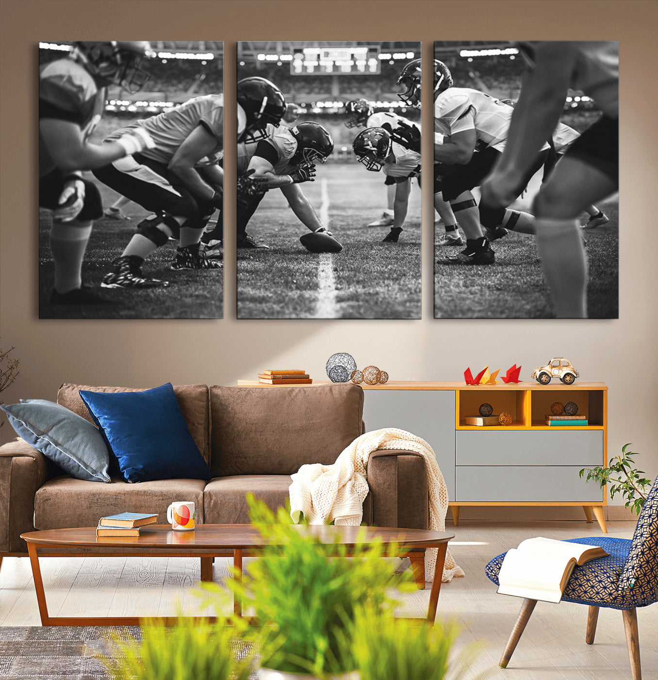 13273-MGV-CV-36X24-American Football Wall Art Canvas Print Framed Stadium Sport Wall Art Iconic Game Day Decor for Home, Office