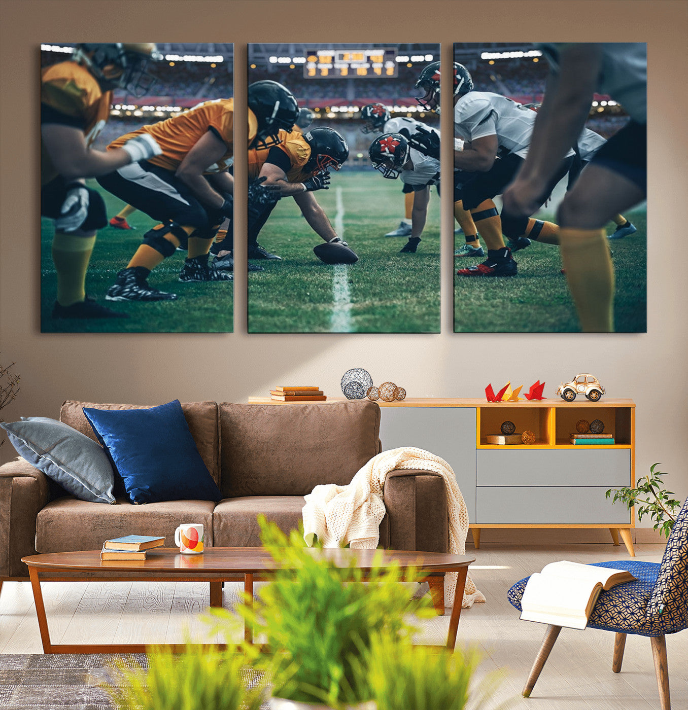 83227-MGV-CV-36X24-American Football Playing Wall Art Canvas Print
