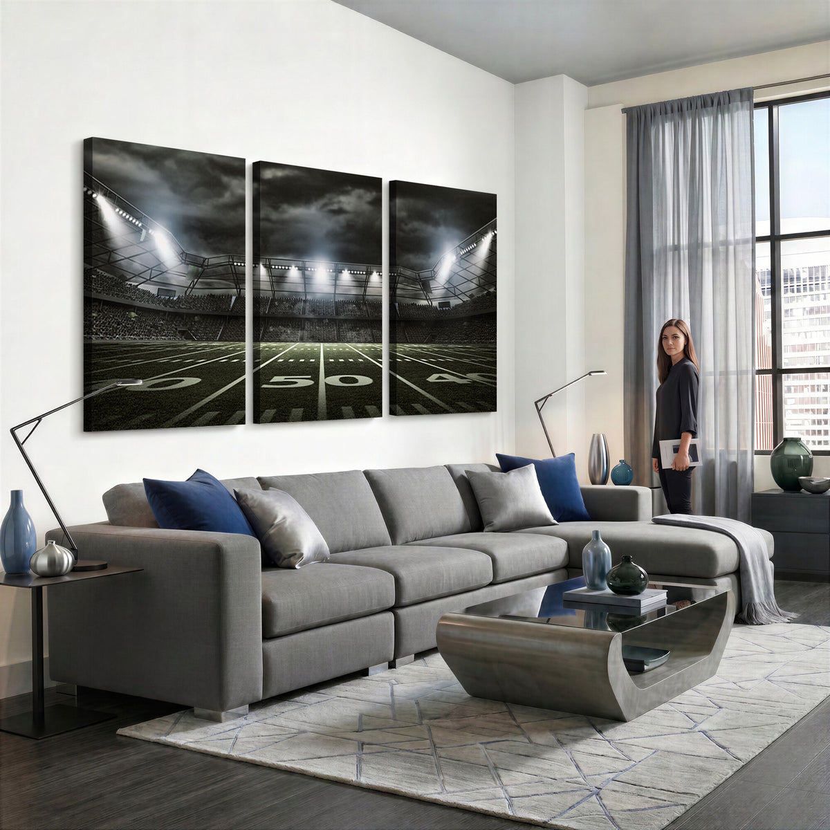 90107-MGV-CV-36X24 - American Football Stadium Wall Art Canvas Print, Stadium Sport Wall Art Print
