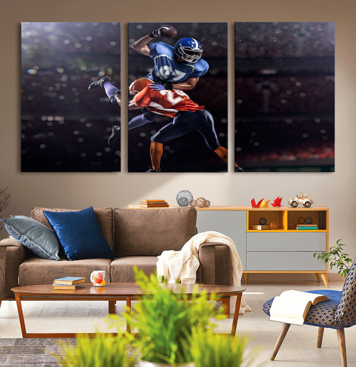 76491-MGV-CV-36X24-American Football Wall Art Canvas Print, Stadium Sport Wall Art Print