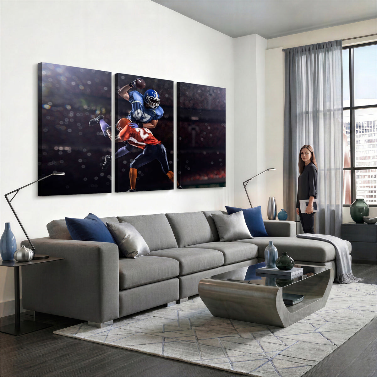 76491-MGV-CV-36X24 - American Football Wall Art Canvas Print, Stadium Sport Wall Art Print