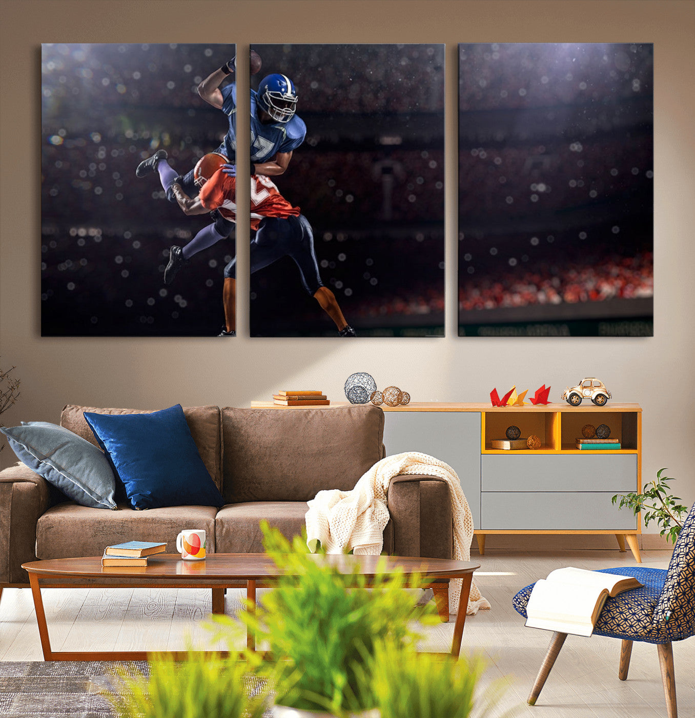 68009-MGV-CV-36X24-American Football Wall Art Canvas Print, Stadium Sport Wall Art Print
