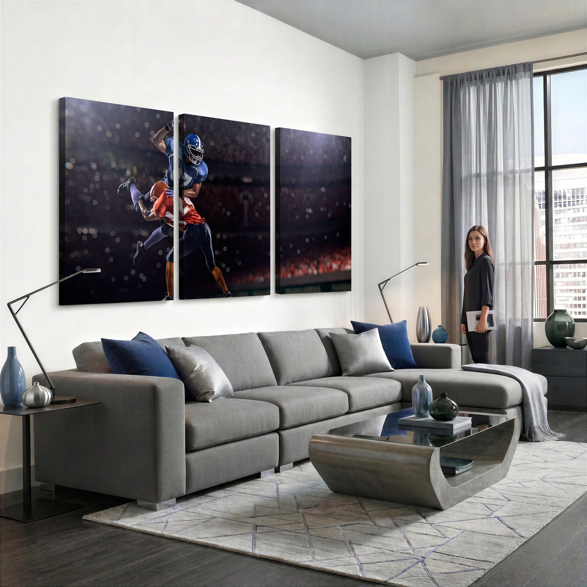 68009-MGV-CV-36X24 - American Football Wall Art Canvas Print, Stadium Sport Wall Art Print