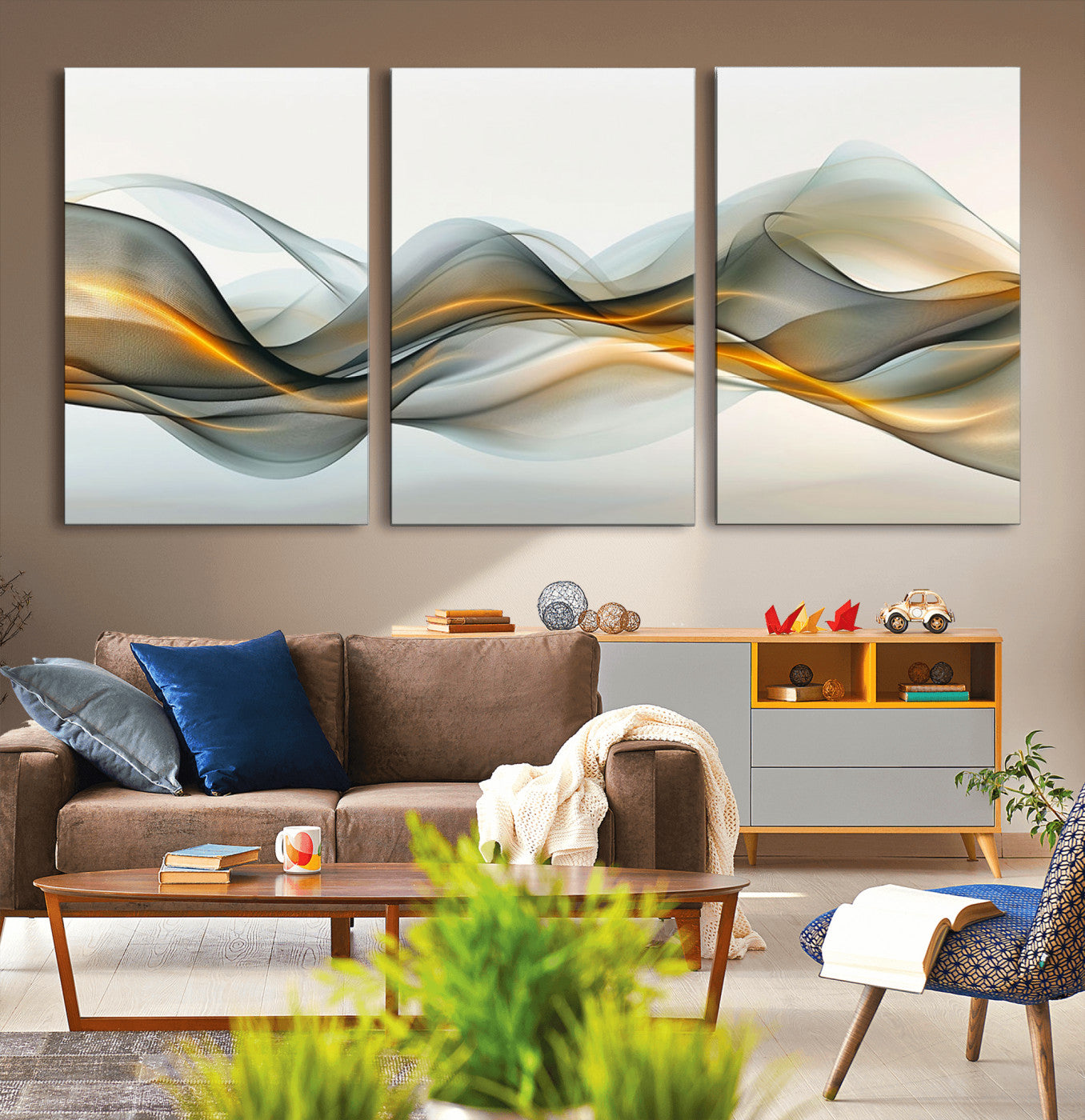 ES1001-MGV-CV-36X24-Abstract Wave Canvas Wall Art – Fluid Contemporary Elegance in Motion – Ready to Hang