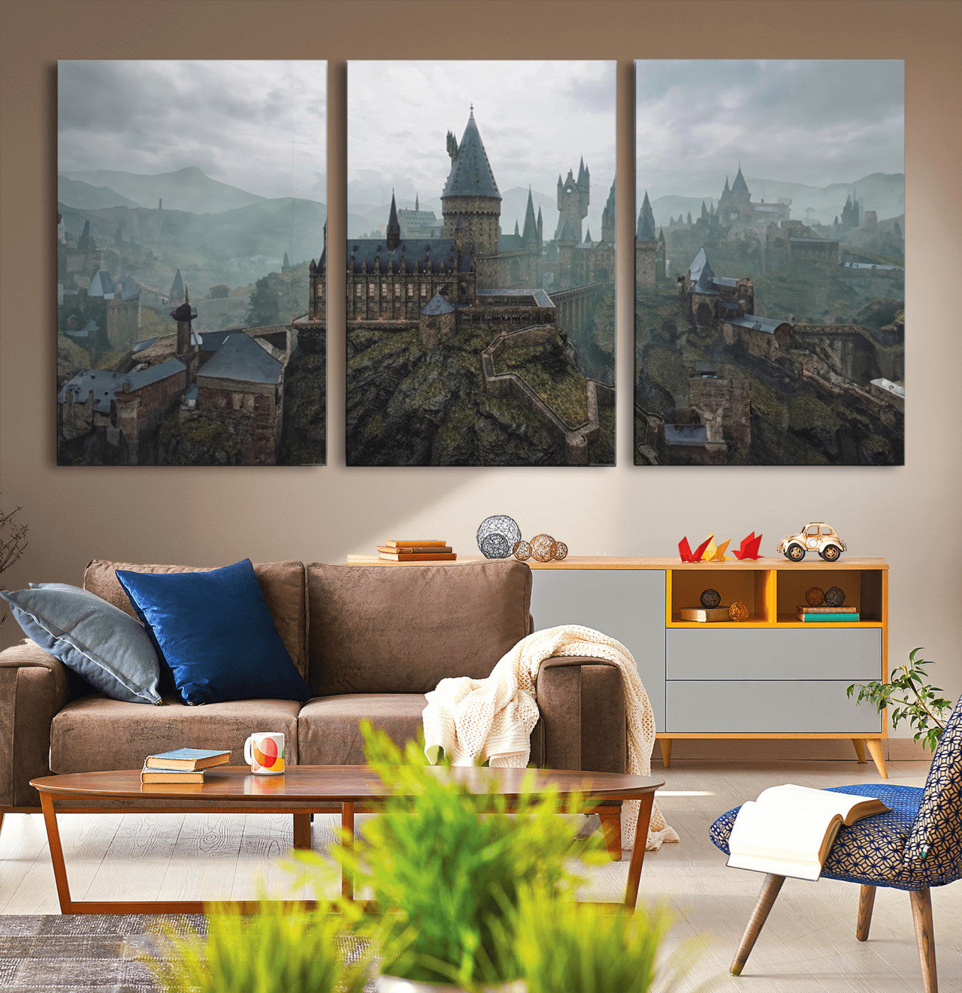 MGV-CV-60X30-3P - Disney Castle Wall Art Canvas Print, Living Kids Home Room Decor Art Print