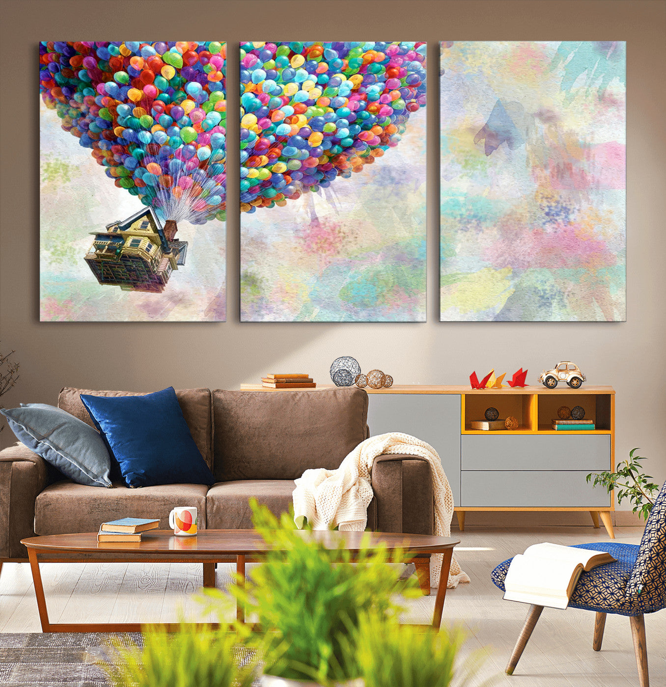 MGV-CV-60X30-3P - Up Pixar Poster, Look Up Pixar Wall Art, Up Pixar Canvas, Kids Play Game Room Decor Wall Art
