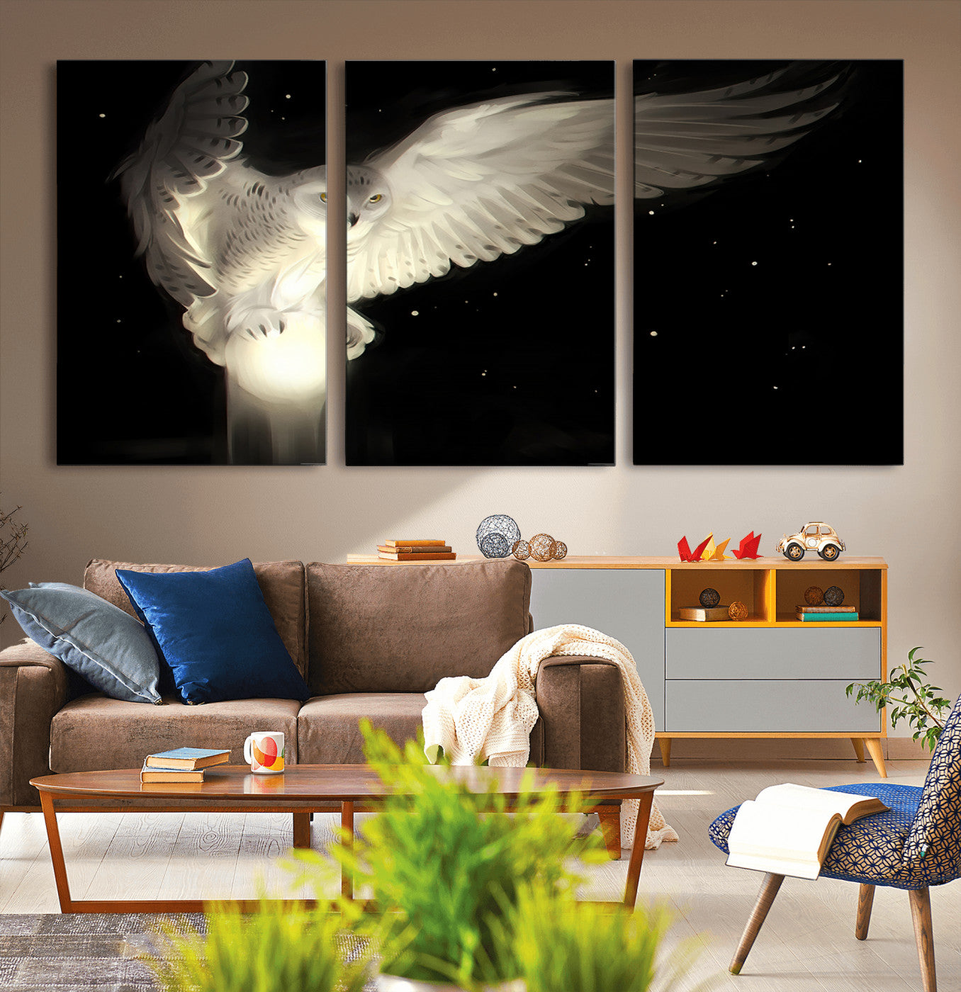 MGV-CV-60X30-3P - Night Owl Art -  Illuminating the Darkness – Unique Animal-Inspired Wall Art for Modern Decor |