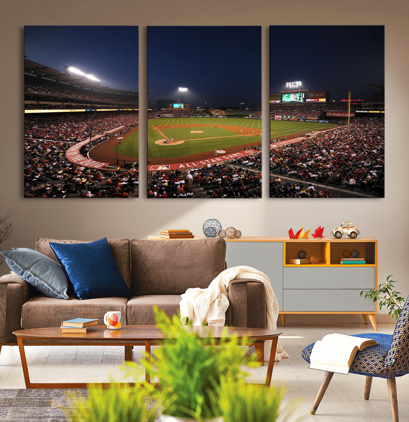 MGV-CV-60X30-3P - Los Angeles Angels Baseball Team Print - Anaheim Angel Stadium Wall Art Canvas Print