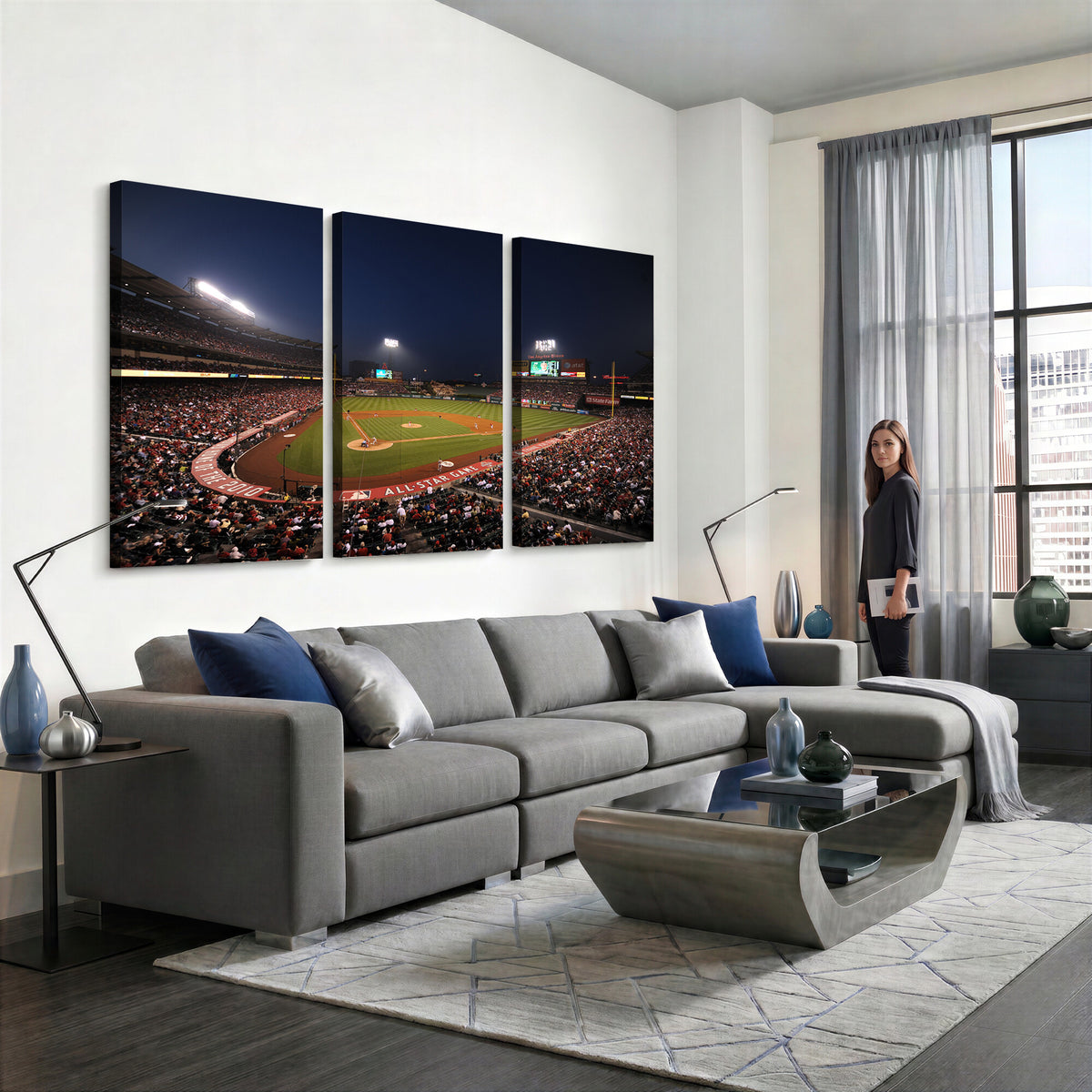 88896-MGV-CV-36X24 - Los Angeles Angels Baseball Team Print, Anaheim Angel Stadium Wall Art