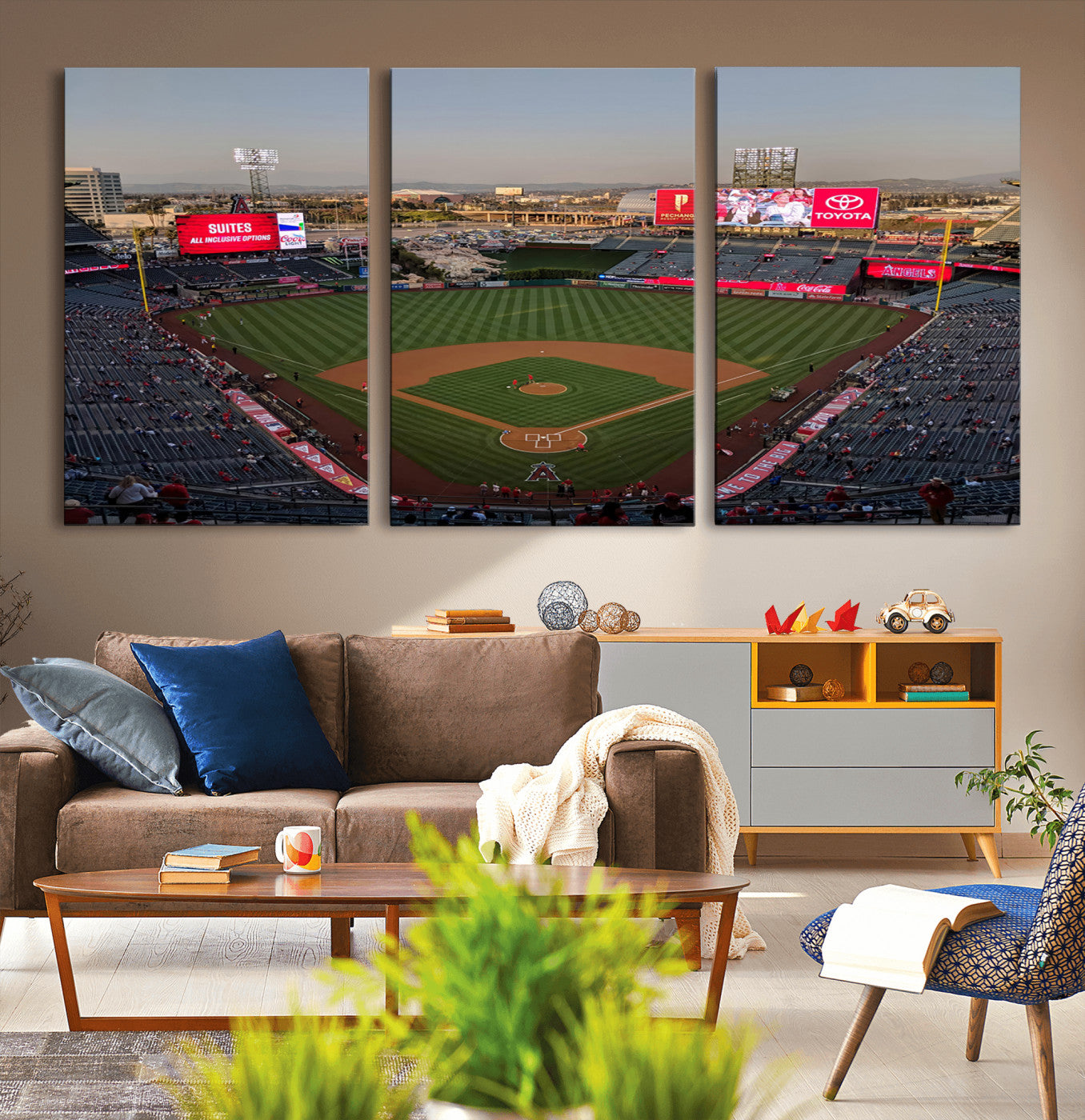 MGV-CV-60X30-3P - Los Angeles Angels Baseball Canvas Print - Anaheim Angel Stadium Wall Art Canvas Print