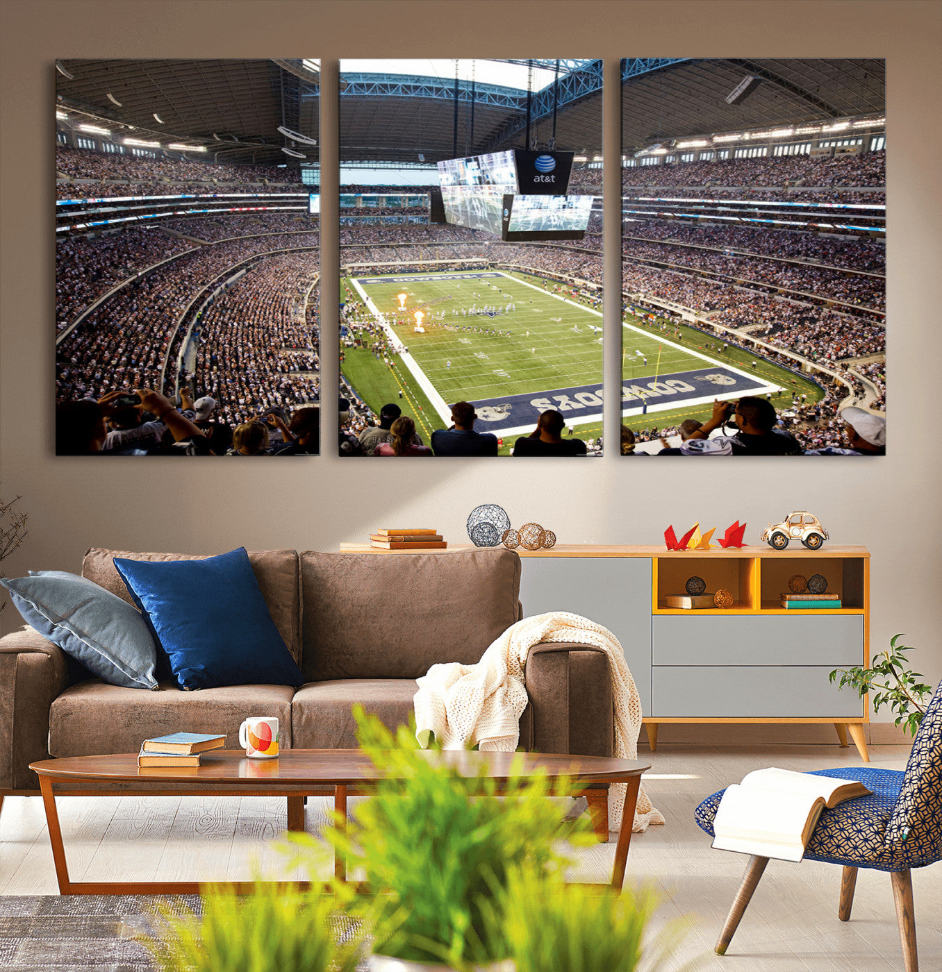 82096-MGV-CV-36X24-Dallas Cowboys Football Team Print - Arlington AT&T Stadium Wall Art Canvas Print