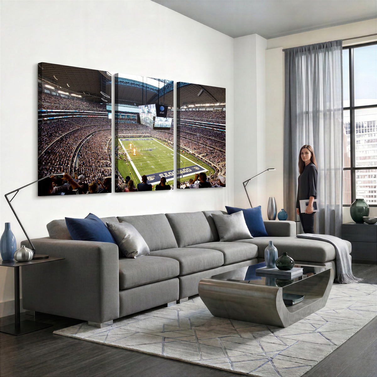 82096-MGV-CV-36X24 - Dallas Cowboys Football Team Print - Arlington AT&T Stadium Wall Art Canvas Print
