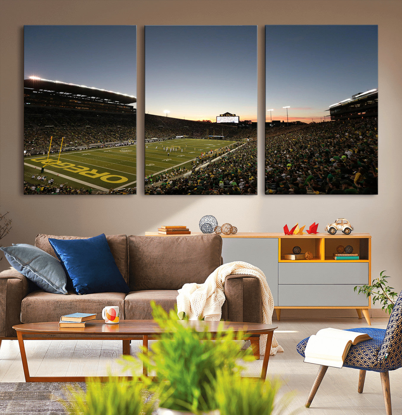 MGV-CV-60X30-3P - Oregon Ducks Football Team Print - Eugene Autzen Stadium Wall Art Canvas Print