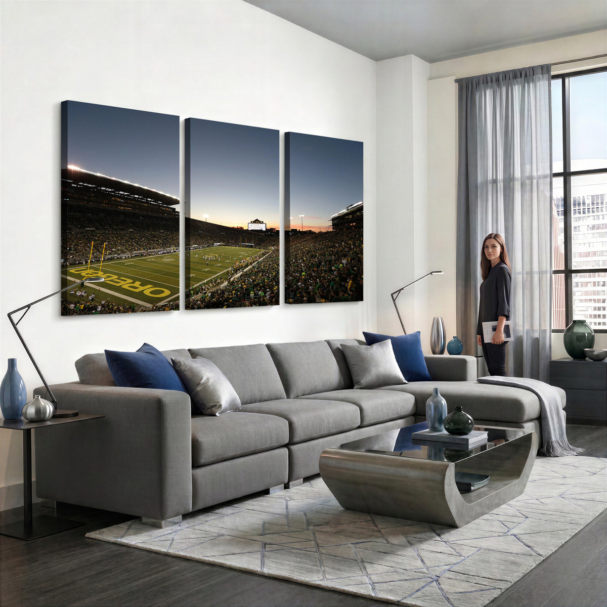 21429-MGV-CV-36X24 - Oregon Ducks Football Team Print - Eugene Autzen Stadium Wall Art Canvas Print