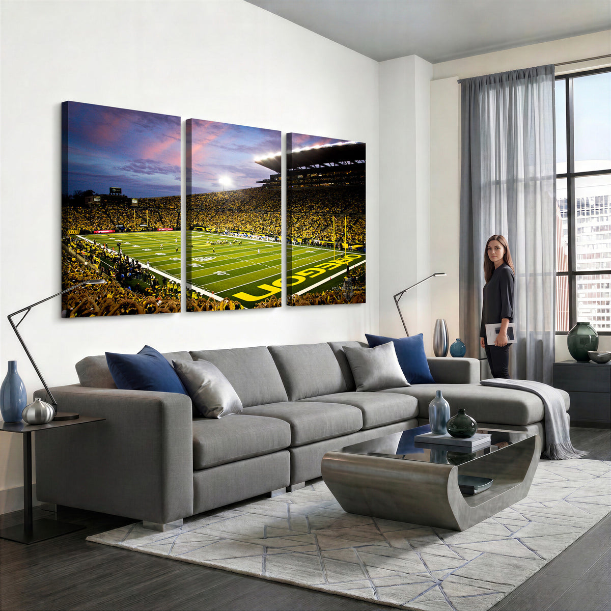 72017-MGV-CV-36X24 - University of Oregon Ducks Football Team Print, Eugene, Framed and Ready to Hang