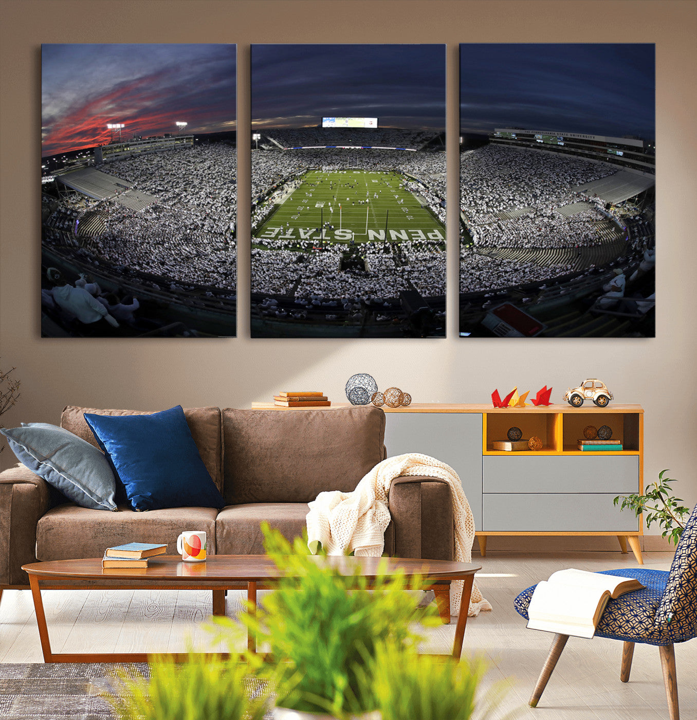 MGV-CV-60X30-3P - Penn State University Nittany Lions Football Team Print - University Park Beaver Stadium Wall Art