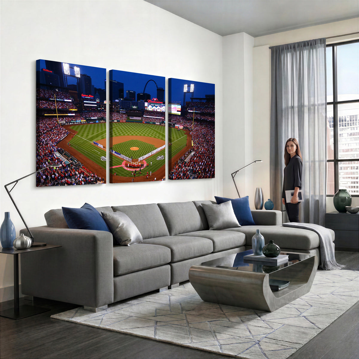11925-MGV-CV-36X24 - St. Louis Cardinals Baseball Team Print, Busch Stadium Wall Art