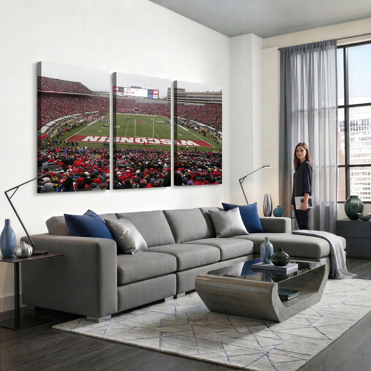 23461-MGV-CV-36X24 - Wisconsin Badgers Team Print Canvas, Madison Camp Randall Stadium Wall Art