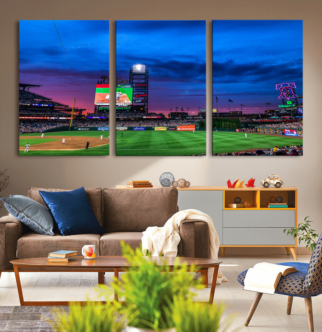 MGV-CV-60X30-3P - Philadelphia Phillies Baseball Team Print - Philadelphia Citizens Bank Park Stadium Canvas Wall Art