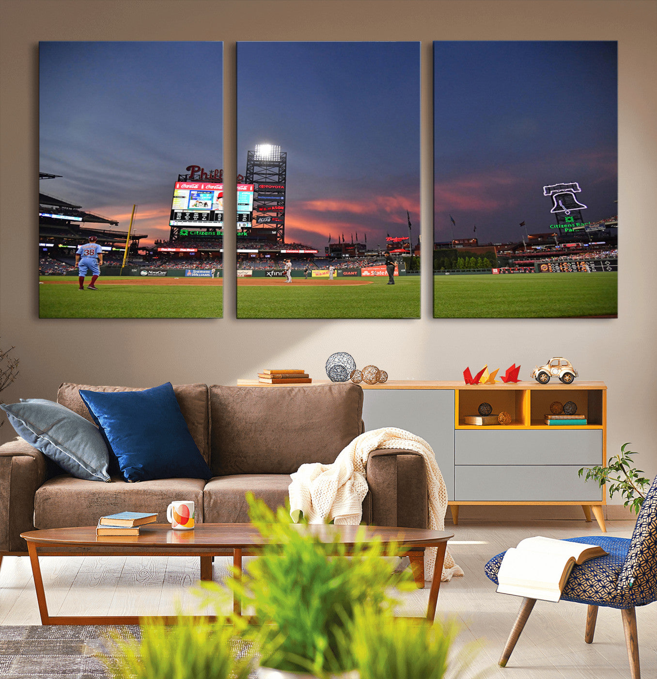 MGV-CV-60X30-3P - Philadelphia Phillies Baseball Print - Philadelphia Citizens Bank Park Stadium Wall Art, Phillies
