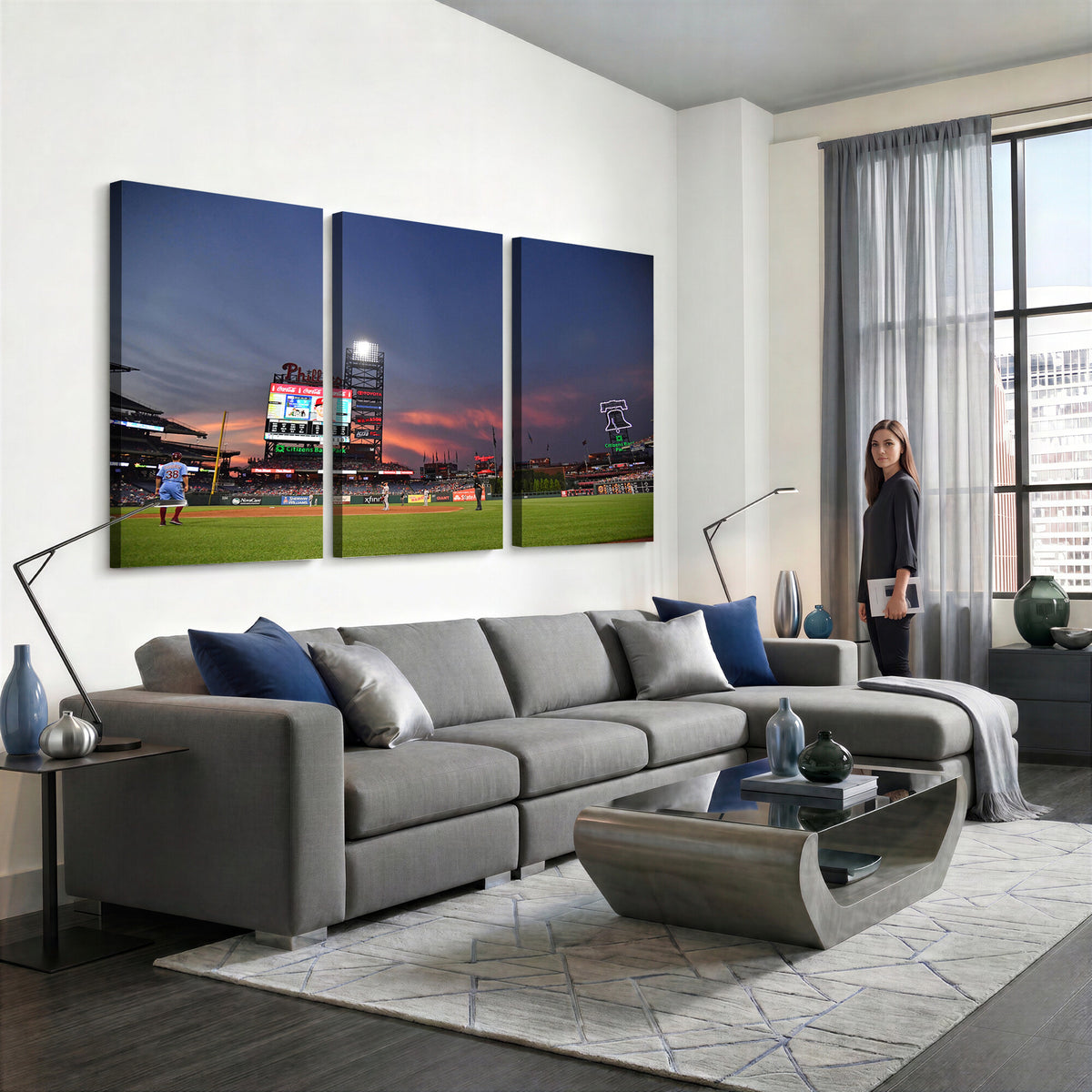 22594-MGV-CV-36X24 - Philadelphia Phillies Baseball Print - Philadelphia Citizens Bank Park Stadium Wall Art, Phillies