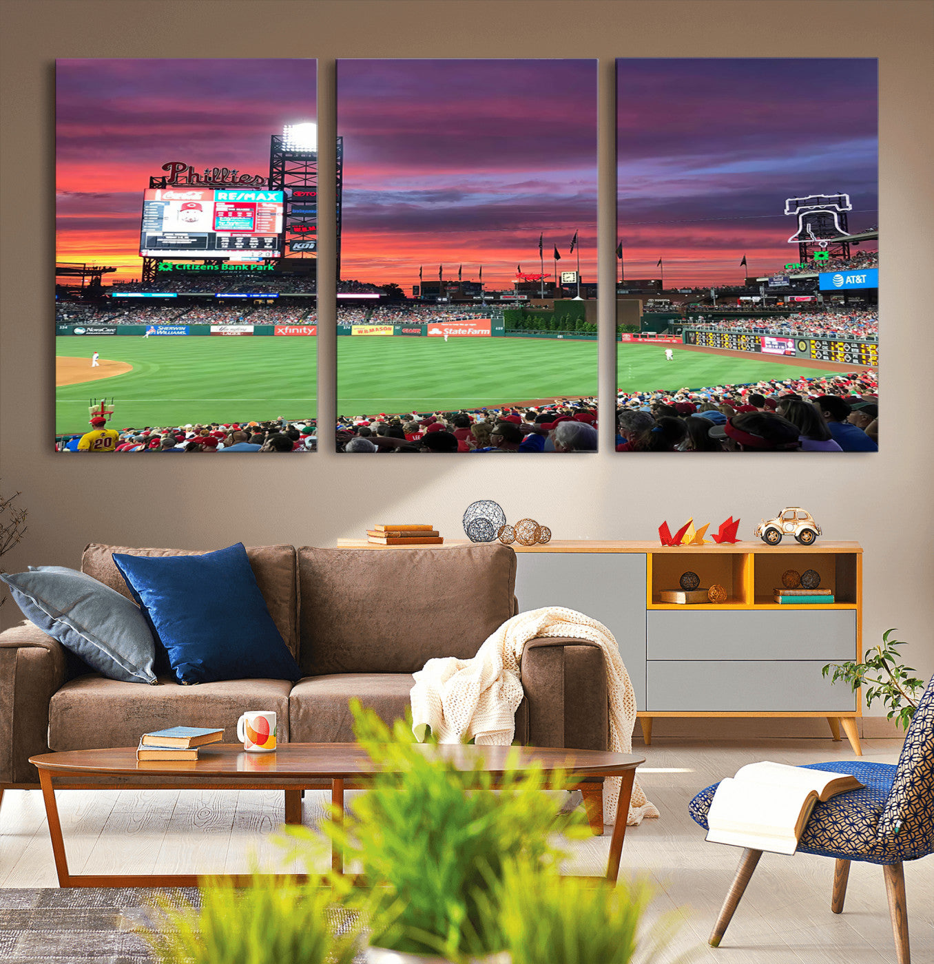 MGV-CV-60X30-3P - Philadelphia Phillies Baseball Team Print - Philadelphia Citizens Bank Park Stadium Wall Art Canvas