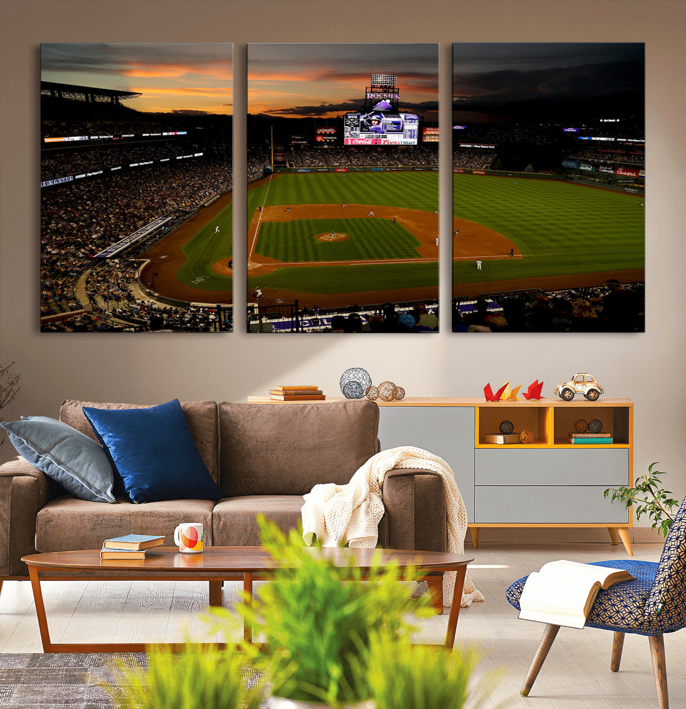 57060-MGV-CV-60X30-3P-Colorado Rockies Coors Field Wall Art Canvas Print - MLB Baseball Stadium