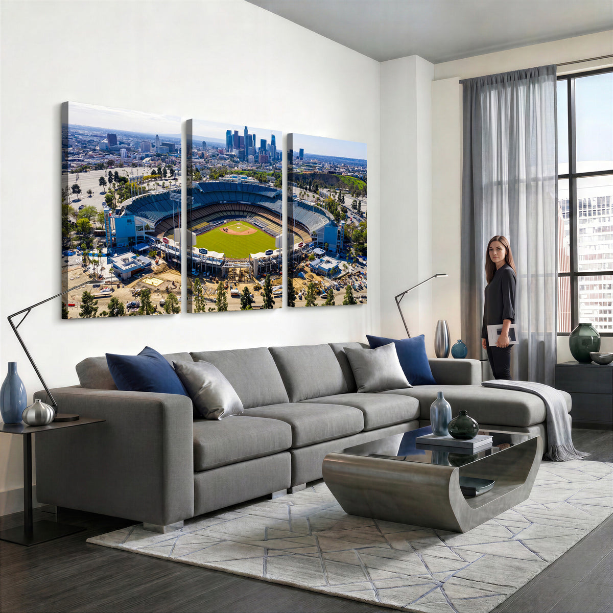 58596-MGV-CV-36X24 - Los Angeles Dodgers Dodger Stadium Wall Art Canvas Print, Extra Large Game Room Wall Decor