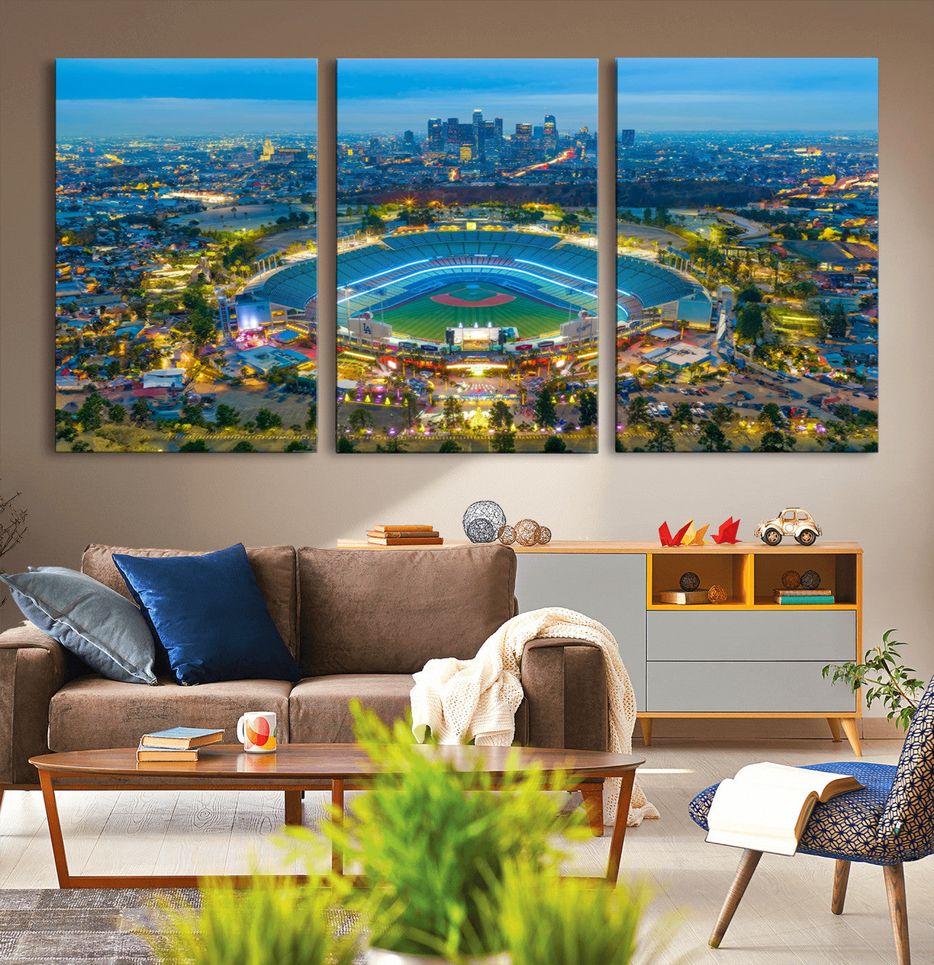 MGV-CV-60X30-3P - Los Angeles Dodgers Wall Art Canvas, Dodger Stadium Wall Art Canvas Print - MLB Baseball Stadium