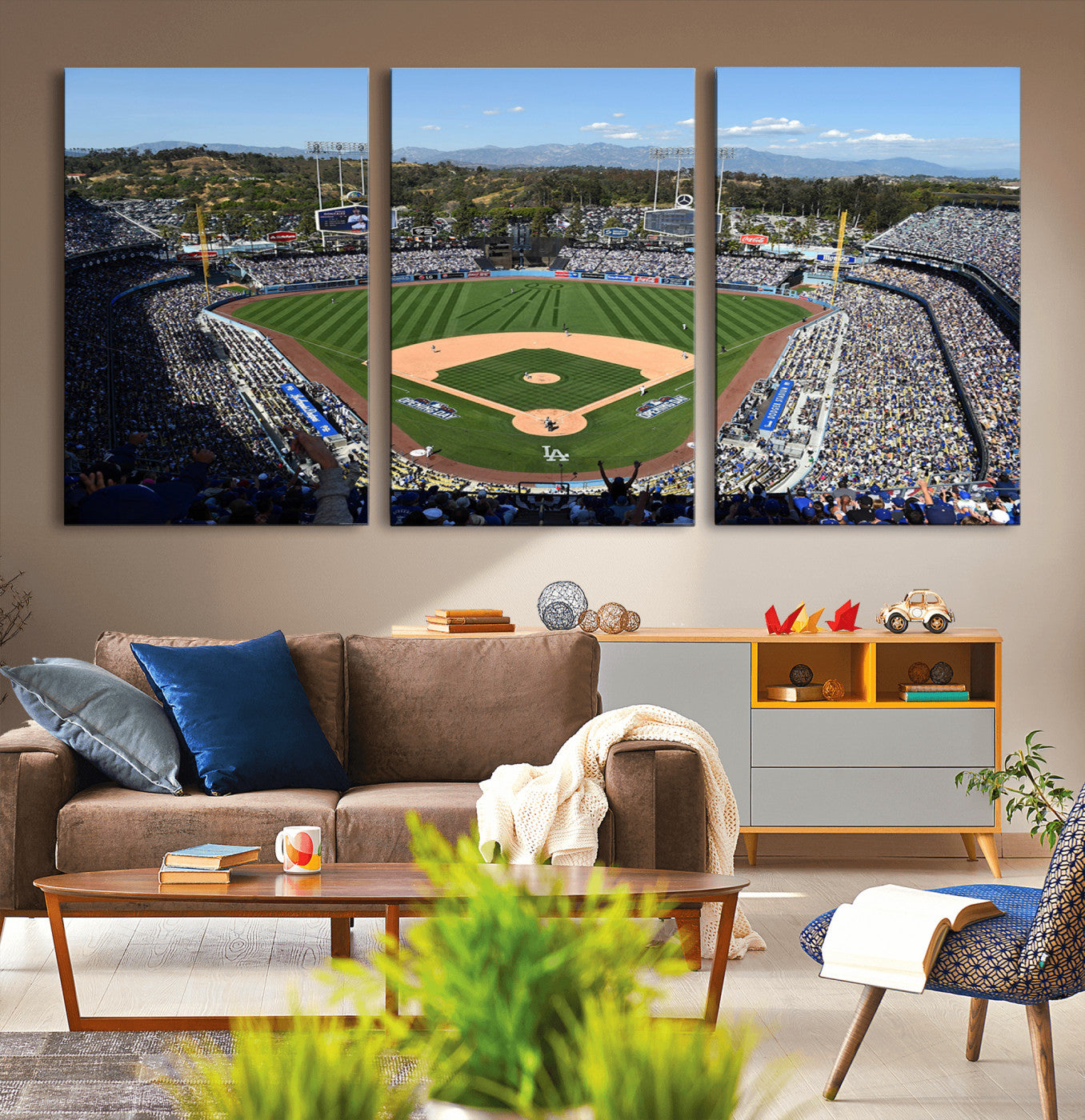 20436-MGV-CV-36X24-Los Angeles Dodgers Dodger Stadium Wall Art Canvas Print - MLB Baseball Stadium Wall Art Canvas