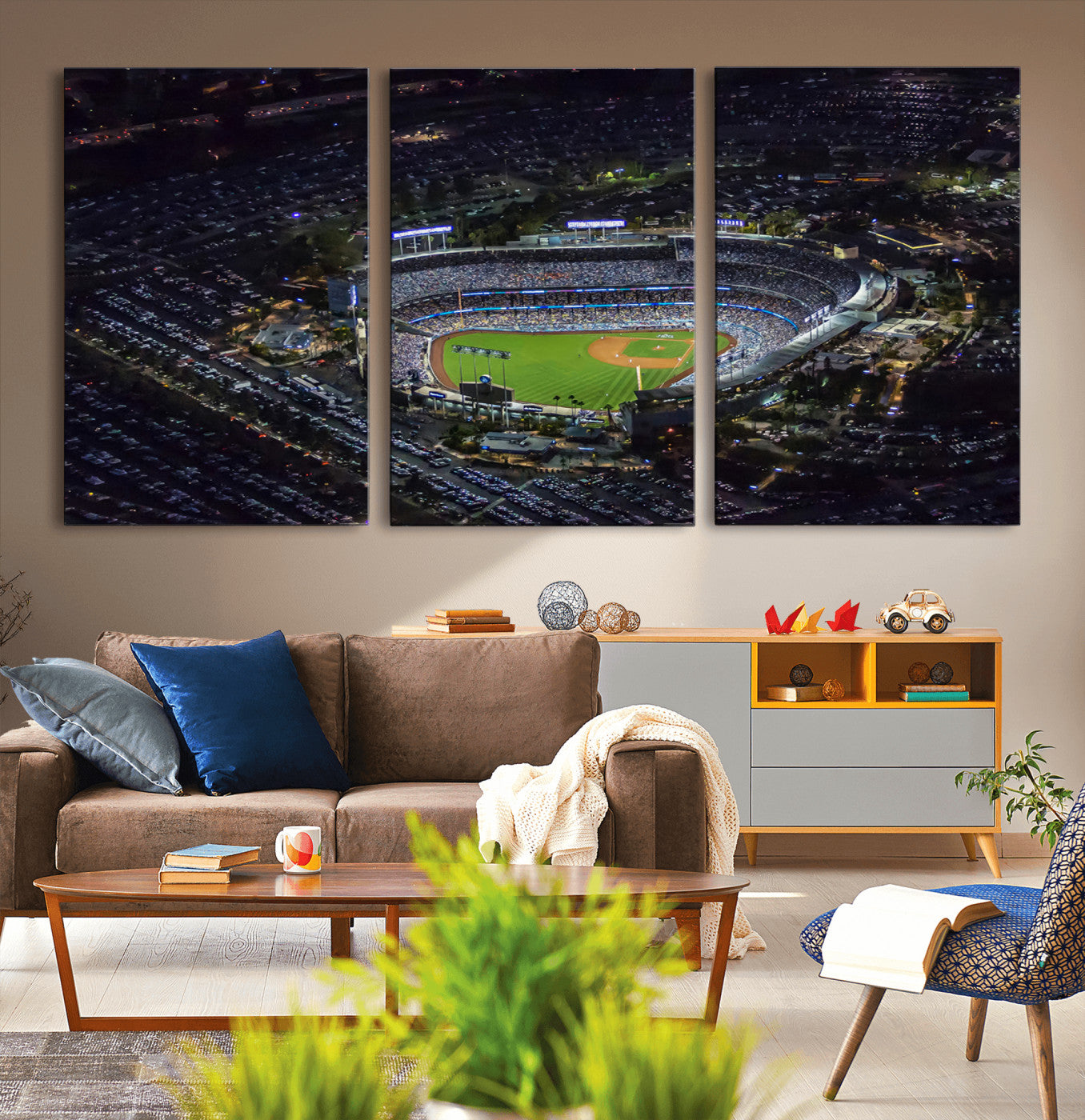 MGV-CV-60X30-3P - Los Angeles Dodgers Dodger Stadium Wall Art Canvas Print - MLB Baseball Stadium