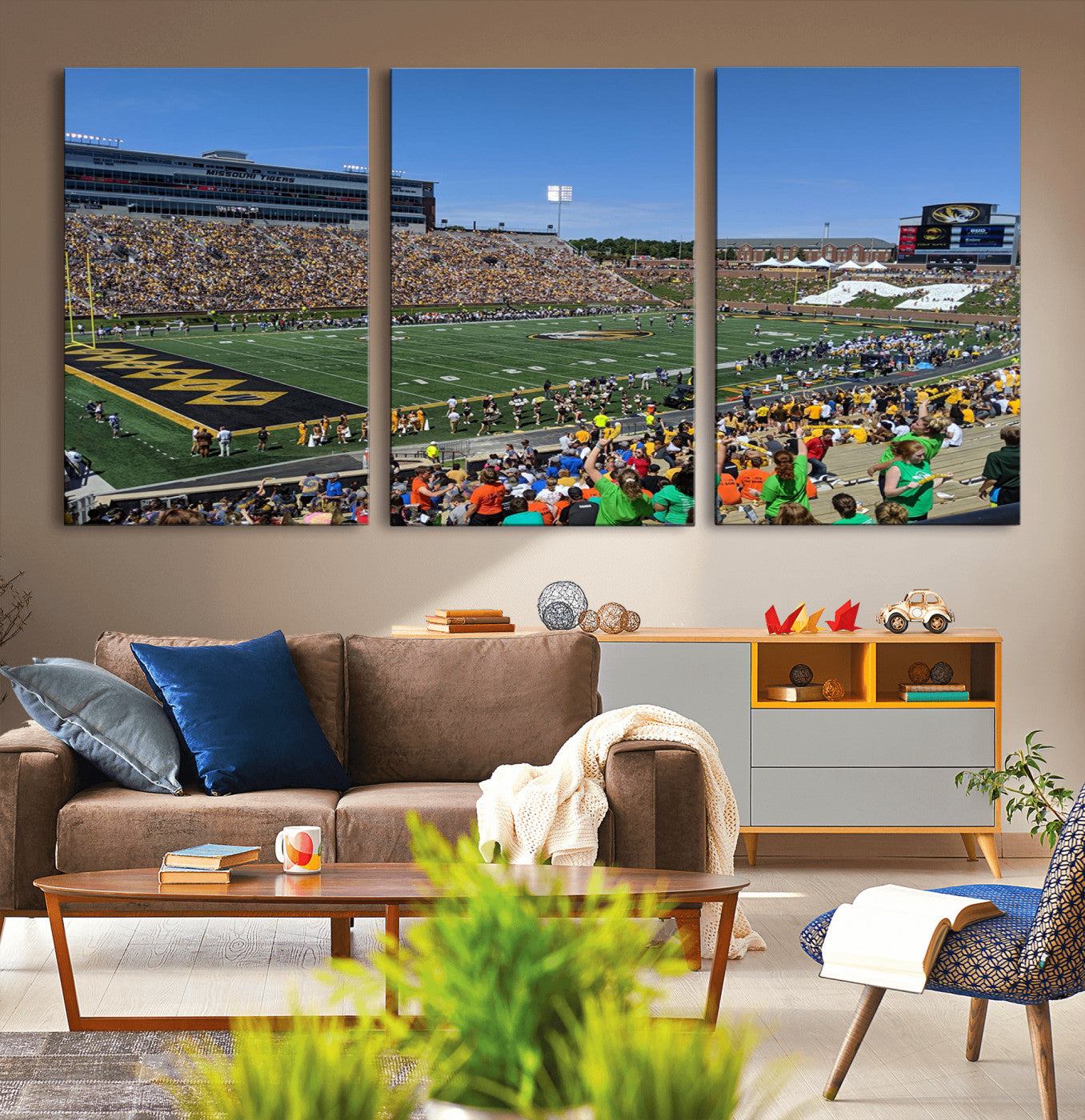 MGV-CV-60X30-3P - University of Missouri Tigers Football Team Print - Columbia Faurot Field Memorial Stadium Wall Art