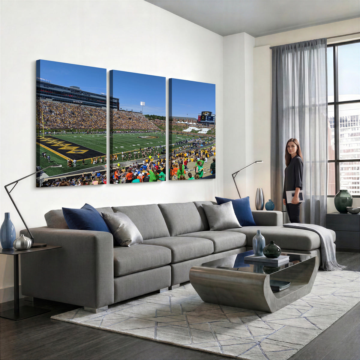 38399-MGV-CV-36X24 - University of Missouri Tigers Football Team Print, Columbia Faurot Field Memorial Stadium Wall Art