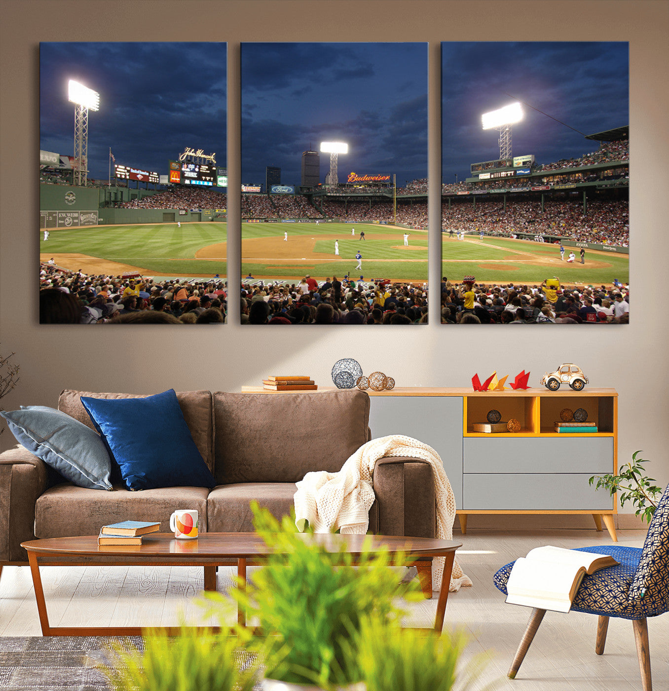 MGV-CV-60X30-3P - Boston Red Sox Baseball Team Print Canvas - Massachusetts Fenway Park Stadium Wall Art Canvas Print