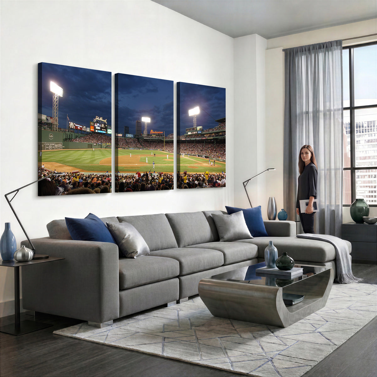 85099-MGV-CV-36X24 - Boston Red Sox Baseball Team Print Canvas, Massachusetts Fenway Park Stadium Wall Art