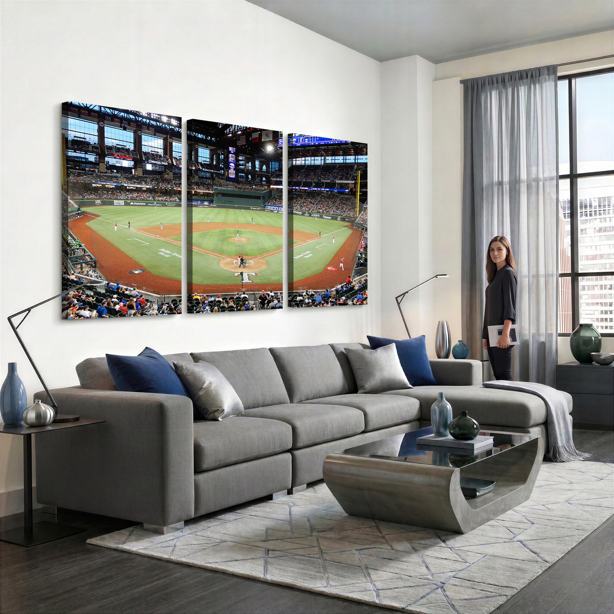 78468-MGV-CV-36X24 - Texas Rangers Baseball Team Print, Arlington Globe Life Field Stadium Wall Art