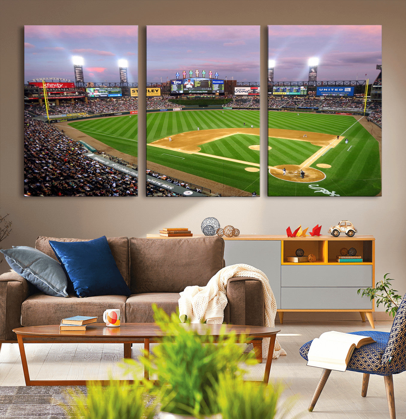 MGV-CV-60X30-3P - Chicago White Sox Baseball Team Print Canvas- Guaranteed Rate Field Stadium Wall Art Canvas Print