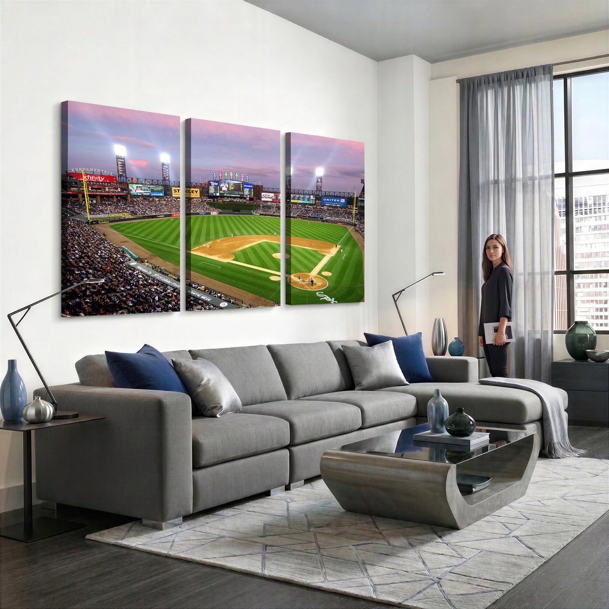 38470-MGV-CV-36X24 - Chicago White Sox Baseball Team Print Canvas, Guaranteed Rate Field Stadium Wall Art