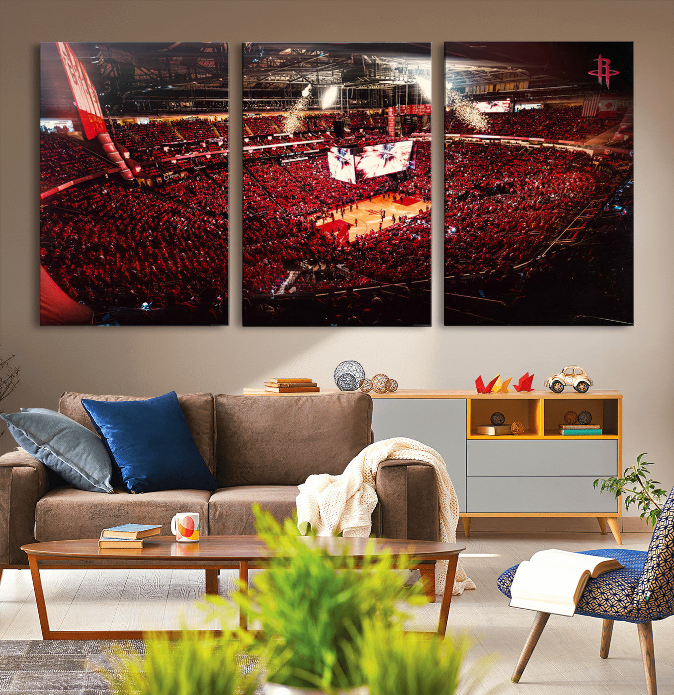 91527-MGV-CV-36X24-Houston Rockets Basketball Team Print Canvas- Houston Toyota Center Stadium Wall Art Canvas Print