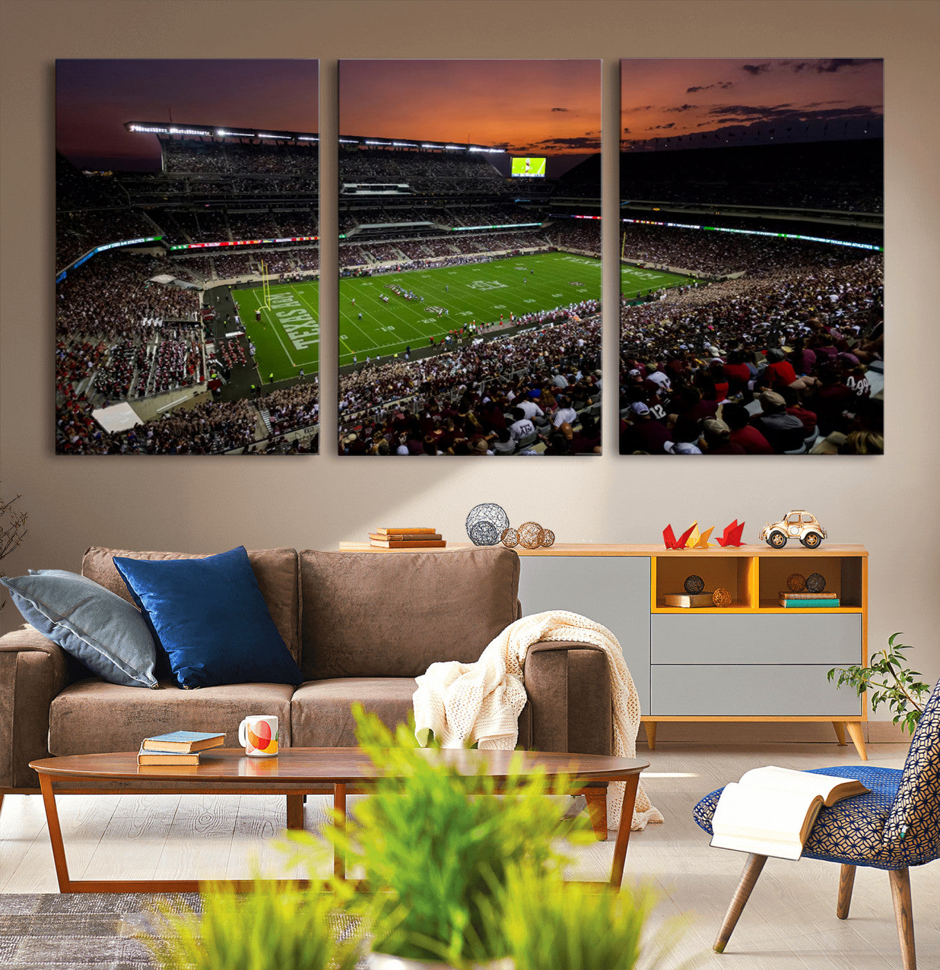 MGV-CV-60X30-3P - Texas A&M University Aggies Football Team Print - College Station Kyle Field Stadium Wall Art Canvas