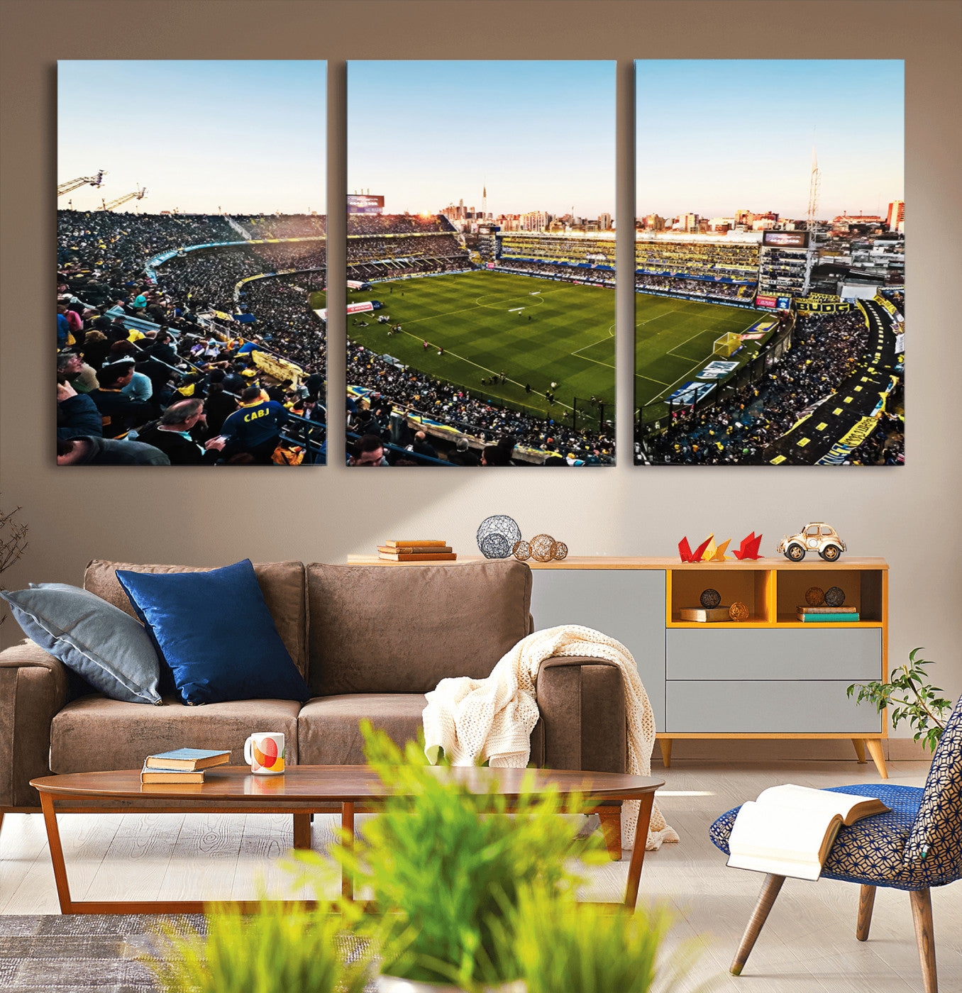MGV-CV-60X30-3P - Boca Juniors Soccer Team Print - Buenos Aires Bombonera Stadium Wall Art Canvas Print
