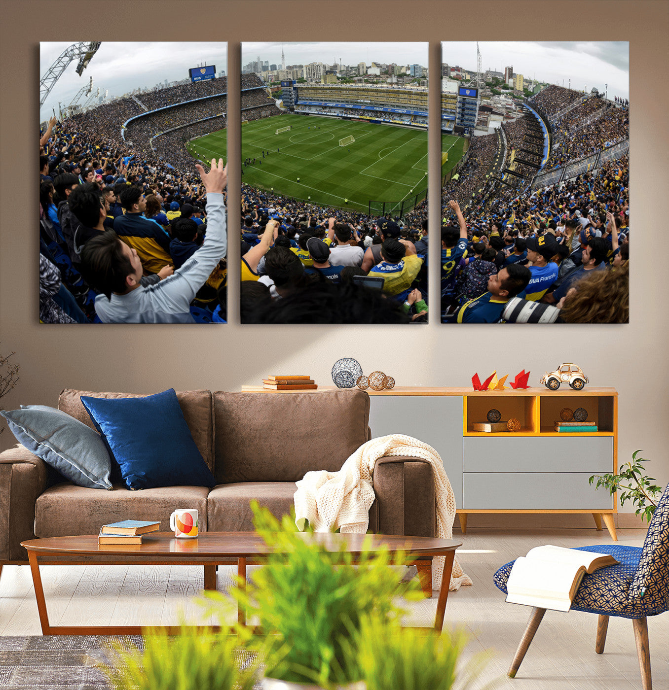 MGV-CV-60X30-3P - Boca Juniors Soccer Team Print - Buenos Aires Bombonera Stadium Wall Art Canvas Print